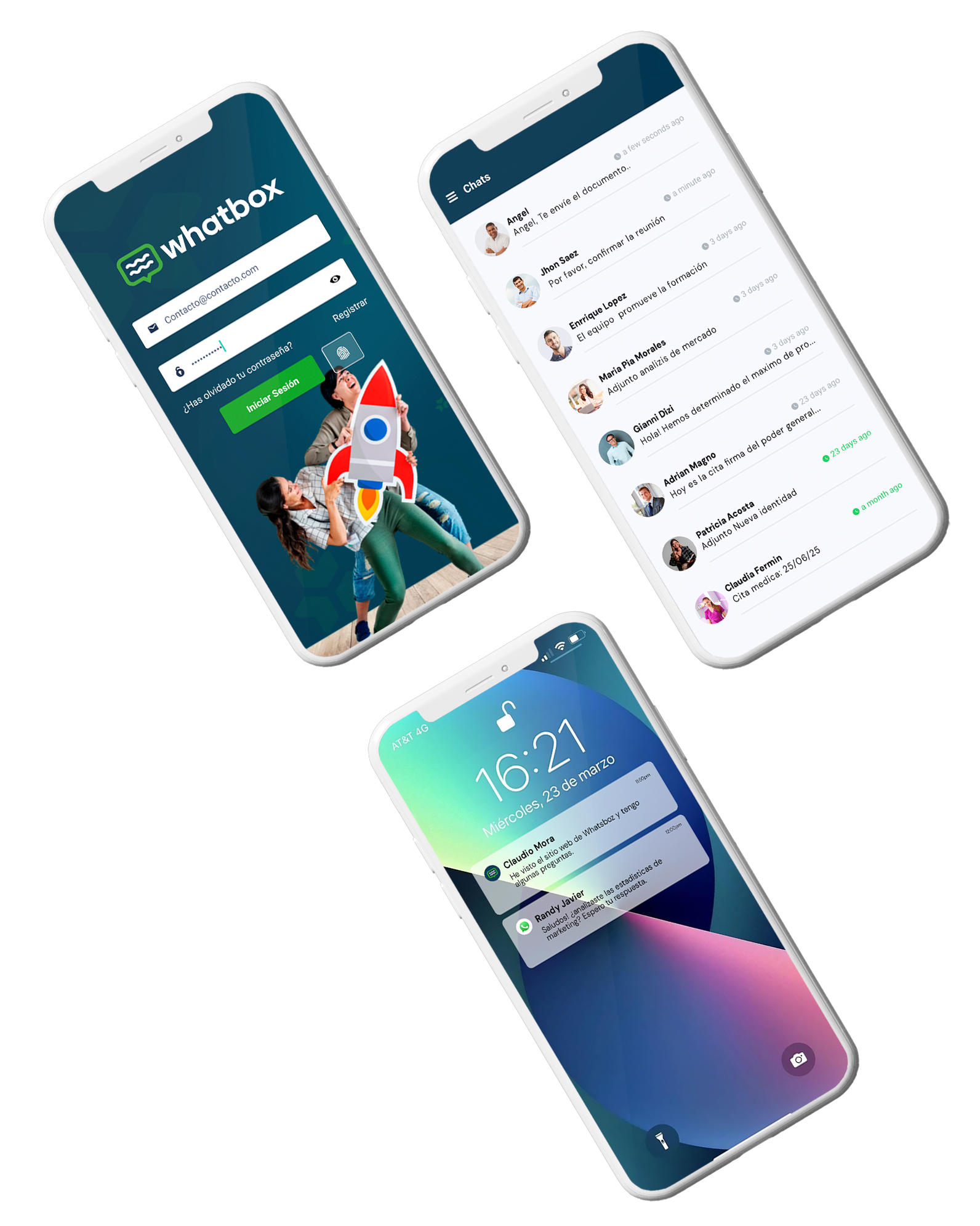 Whatbox cloud app mockup iphone blancos